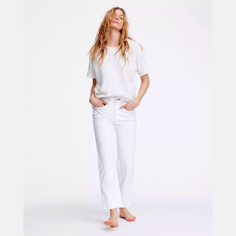 Rag & Bone White High-Rise Straight Jeans